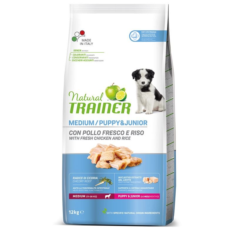 Natural Trainer Puppy Medium Pollo e Riso 12kg
