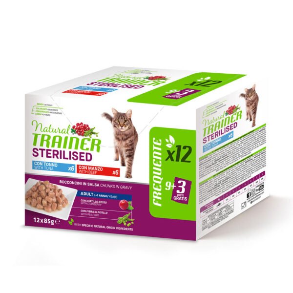 Natural Trainer Sterilised Tonno e Manzo Mutipack 12x85g